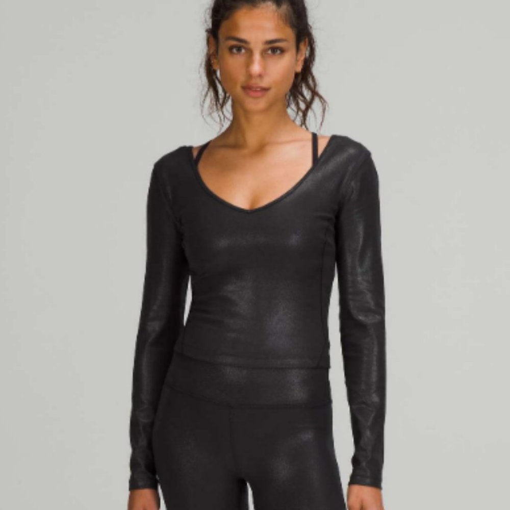 Lululemon Align Long Sleeve Shirt *Shine Radiate Foil Print Black